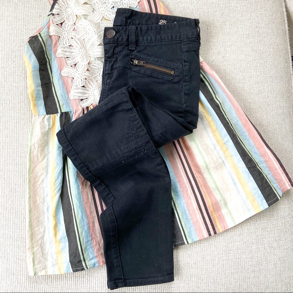 J. CREW | Toothpick Black Skinny Ankle Moto Jeans